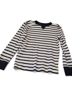 Crewcuts Kids Black And White Striped Crew Long Sleeve Shirt Size 6-7